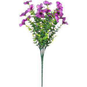 Daynight 4 Pcs Artificial Impatiens Flowers for Outdoor Flowers UV Resistant Faux Flowers Impatiens Bushes Silk Purple Artificial Flowers for Patio Hanging Basket Outside Porch Decor (4, Purple)