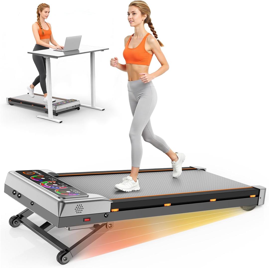 Walking Pad Treadmill with 15% 12-Level Incline & UI Screen, Trisomy 3.5HP Foldable Under Desk Treadmill with Bluetooth Speaker, Portable Treadmills for Home Office 450LBS, Remote, RGB Light
