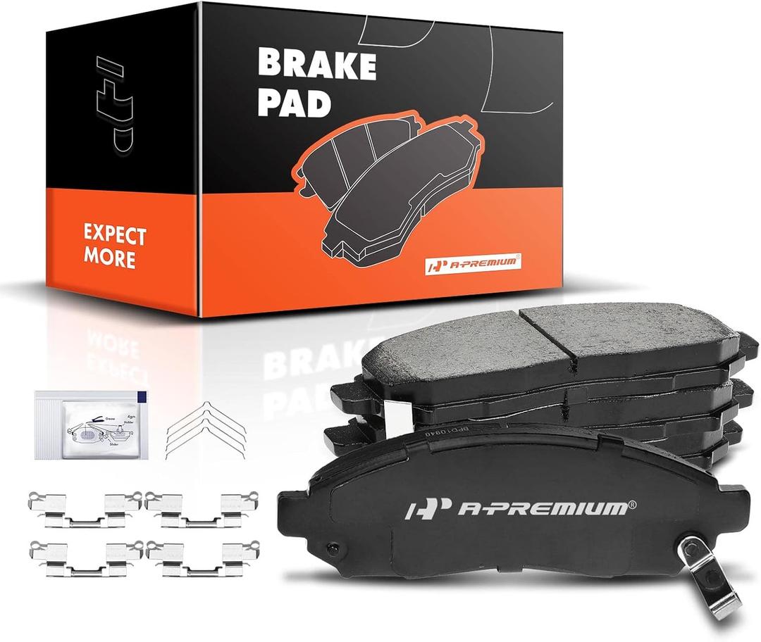 A-Premium Front Ceramic Disc Brake Pads Set Compatible with Select Nissan and Suzuki Models - Frontier 2005-2019, Pathfinder 2005-2012, Xterra 2005-2015, Equator 2009-2012, with Hardware, 4 Pcs