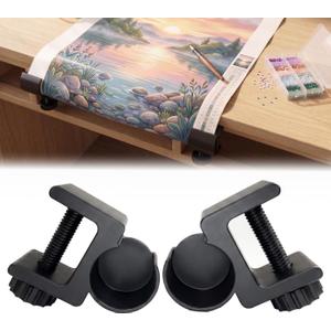 Diamond Painting Canvas Roll Holder (2 Pack),Adjustable Diamond Art Canvas Table Clamp,Anti-Roll Diamond Painting Holder Prevents Canvas Edge Droop & Accidental Damage,Gift for DIY Diamond Painters