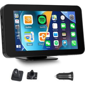Wireless Apple Carplay & Android Auto 4.7 Inch HD 1280x720 Touch Screen Portable Car Stereo with Bluetooth Car Radio Receiver Support Siri/Google Assistant FM/AUX Dash Mount