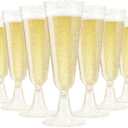 SUREHOME Champagne Flutes Plastic 40 Pcs Gold Glitter Champagne Glasses Disposable Mimosa Glasses Sparkle Clear Acrylic Wedding Toasting Cocktail Cups Bulk for Bridal Shower Birthday Party Supplies