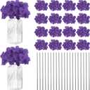 40-Pack Silk Hydrangea Flowers, Artificial Flowers Heads with 40pcs Stems, Full Hydrangea Flowers for Home Decor/Wedding/Christmas/DIY/Party/Garden [Dark Purple]