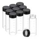 PATIKIL 6pcs 30ml Small Clear Glass Vials with Black Screw Cap, Borosilicate Glass Graduated Sample Bottles for Solid Liquid Powder Storage