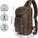 LANNSYNE Vintage Full Grain Leather Sling Bag Crossbody Chest Daypack | Vintage, Full Grain, Leather, Chest