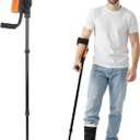 Dyna-Living Ergonomic Forearm Crutches for Adults Adjustable Forearm Rotates 10-90 Degrees, Walking Crutch with Anti-Drop Cuff, 10-Level Adjustable Height, Folding Crutch for Travel (Single Unit)
