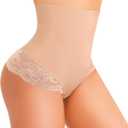 Tummy Control Thong Shapewear for Women High Waisted Seamless Shaping Thong Underwear Body Shaper Girdle Panties (X-Large, Beige)