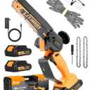 6 Inch Mini Chainsaw - Mini Chainsaw Cordless, Handheld Electric Chain Saw with 2 Rechargeable Btteries, Used on Wood Cutting, Tools for Tree Branches, Gift for Father, Men, Husband,