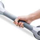 LEVERLOC Grab Bars for Bathtubs and Showers, Shower Handle 17 Inch Strong Suction Bath Handrails, Safety Grip for Bathroom Chair, Bathroom Grab Bar for Senior No Drilling Waterproof,Silver