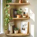 Corner Wall Shelves, Rustic Wood Floating Shelf with Cord Hole, Medium