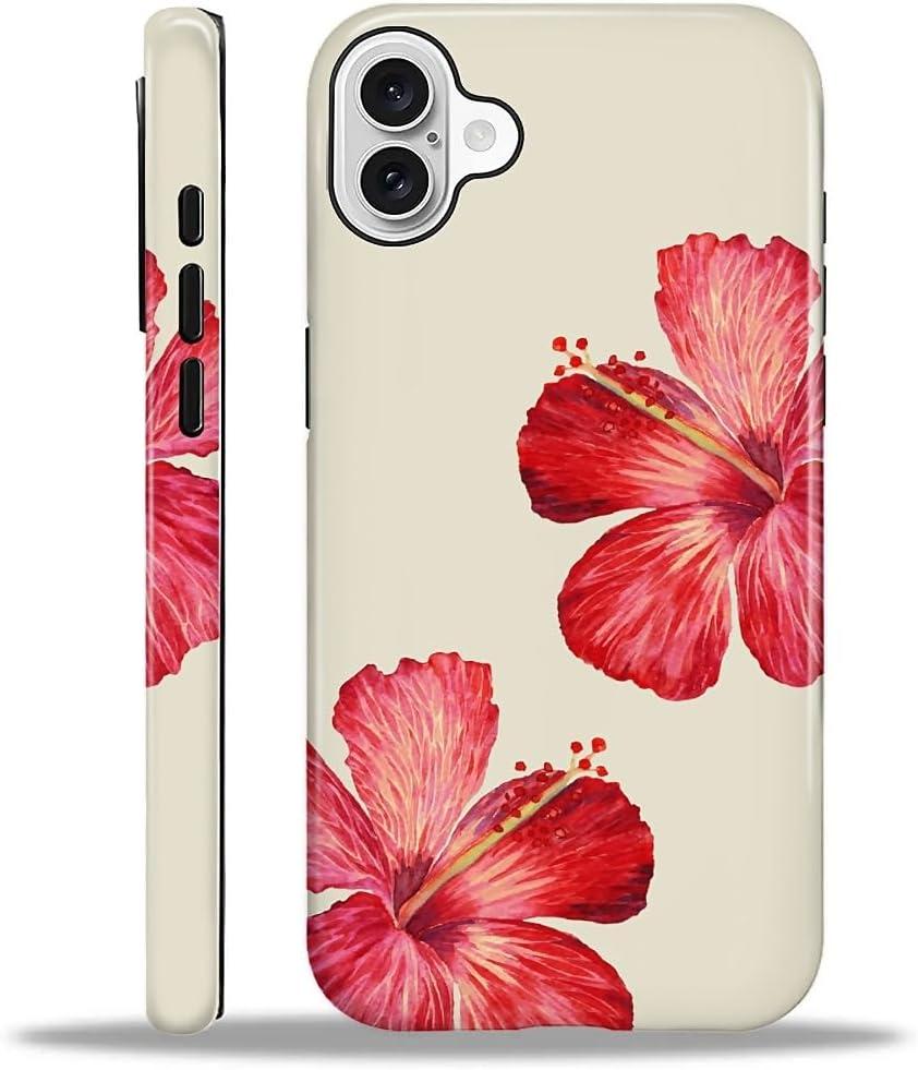 Case for iPhone 16, Magnetic Hybrid Shockproof Protective Phone Case with MagSafe Compatible Design, Hibiscus
