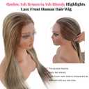 Smartinnov Balayage Ash Blonde Human Hair Wigs 13x4 Lace Front Wigs 24Inch Glueless Blonde Highlight Pre Plucked Ombre Wigs with Light Brown Roots 150% Density