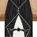 Linen Halloween Table Runner 72 Inches Long, Halloween Home Kitchen Dining Room Table Decor, Christmas Xmas Winter Holiday Decorations and Supplies for Home