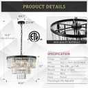 CATINER Black Crystal Chandeliers, 20” Modern Chandeliers for Dining Room 3 Tiers 7 Lights Luxury K9 Crystal Ceiling Pendant Round Light Fixture for Foyer Kitchen Bedroom Closet