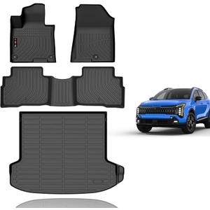 KELCSEECS Floor Mats & Cargo Liner for 2026 Kia Sportage Hybrid(Not Fit for PHEV) All Weather Car Mats Trunk Mat Kia Sportage Hybrid Floor Mats Accessories Black