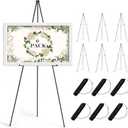 AZEAM 63" Easel Stand for Sign, 6 Pack Portable Easel for Painting, Foldable Black Metal Easel Display Stand Poster Holder Adjustable Sign Stand for Display Wedding Arts Poster