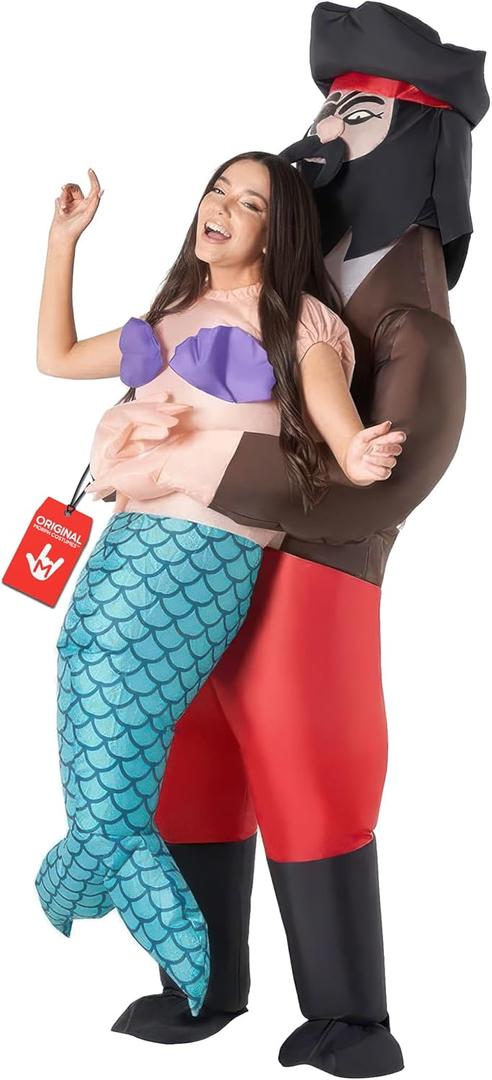 Morph Mermaid Costume Adult, Pirate Mermaid Costume Women, Inflatable Costumes for Adults, Blow Up Costumes for Adults, One Size