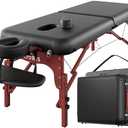 CLORIS 84" Professional Massage Table Portable 2 Folding Lightweight Facial Salon Spa Tattoo Bed Height Adjustable with Carrying Bag & Wooden Leg Hold Up to 1100LBS Black