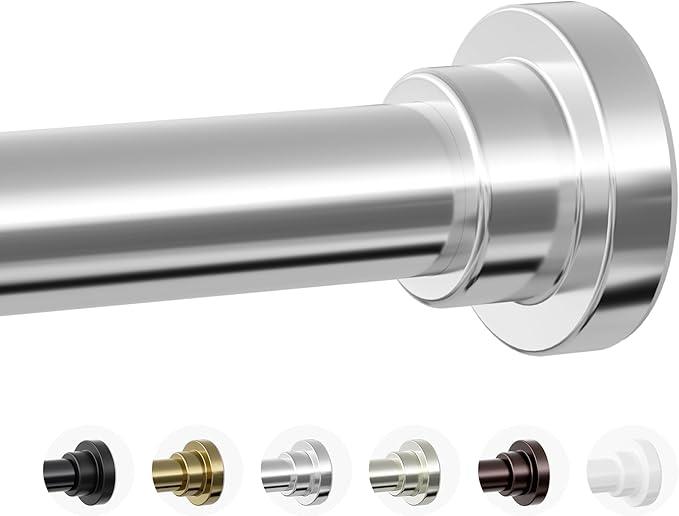 Shower Curtain Rod, 1" Diameter Heavy Duty Tension Rod Non Slip, Adjustable 20-73 Inch No Drilling Shower Curtain Rods Spring Tension For Bathroom, Shower Stall, No Rust, Nickel