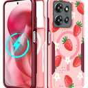 LISEVO for Moto G 2025 Case Women - Compatible with MagSafe Cute Girls Magnetic Protective Phone Cover Girly Kawaii Strawberry Heavy Duty Shockproof Design for Motorola Moto G 5G 2025 Cases