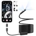 [Dual-Lens] Endoscope Camera with Light, 1920P HD Borescope with 8+1 Adjustable LED Lights, IP67 Waterproof 16.5FT Semi-Rigid Snake Cord Inspection Camera for iPhone, iPad and Android Phone (Type C)