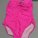 Daci Women Hot Pink Womens One Piece Swimsuit Tummy Control- Moderate Coverage Bathing Suit 2025 Bandeau Strapless Swimwear L