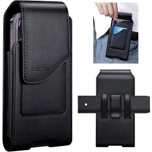 nuoku Phone Holster for Men Belt with Card Holder for iPhone Air 17/16/15/14/13/12/11 Pro Max, Cell Phone Belt Holder for Men Compatible with Samsung Galaxy S25, S24, S23 A54 A53 A52 (Black)