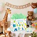 Yoqipati 13" Large Baby Gift Bag with Tissue Paper and Greeting Card for Baby Showers New Parents Newborwn (Woodland Animal)
