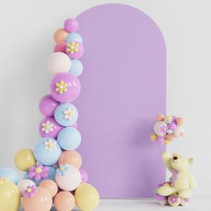 Putros Wedding Arch Cover 7.2FT Lavender Spandex Fitted Round Top Chiara Backdrop Stand Covers for Wedding Birthday Party Decoration