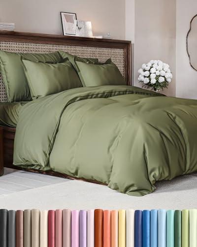 Duvet Cover Full Size - Extra Soft Full Size Duvet Cover - Lightweight, Breathable & Cozy - Easy Care & Fade Free w/Zipper Closures & Ties - 80" x 90" Inches - (Sage Green) Comforter Not Included