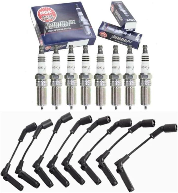Wire Set & NGK Iridium IX Spark Plug Compatible with LS1 LS2 LS3 LS6 LS Chevy Chevrolet Silverado Suburban GMC 5.3 4.8 5.3 6.0 6.2 V8 for 9748UU 9748HH 9748RR 41-962 41-110