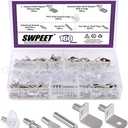 Swpeet 160Pcs 6 Styles Shelf Pins Assortment Kit, Top Quality Nickel Plated Shelf Bracket Pegs Cabinet Furniture Shelf Pins Support for Shelf Holes on Cabinets, Entertainment Centers