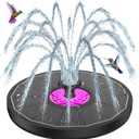 SZMP Powerful 3.5W Anti-Drift Solar Fountain for Bird Bath, Solar Powered Water Pump with 7 Nozzles, Bird Bath Fountain for Garden, Pool, Pond  Attracts Hummingbirds (Black)