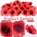 Set of 150 Red Poppy Artificial Flowers Fake Flowers Poppies Head Fake Wildflowers with 6 Inch Flower Branch for Memorial Veterans Day Remembrance Sunday Bouquet Corsages Home Kitchen Decor