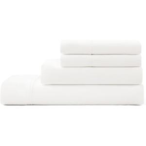 UGG Queen Sheet Set 4-Piece Luxury Cooling Sheets Deep Pockets Premium Bedding with 2 Pillow Shams Hypoallergenic Machine Washable Soft Lightweight Bed Set for Bedroom, Queen, White (Hedi)