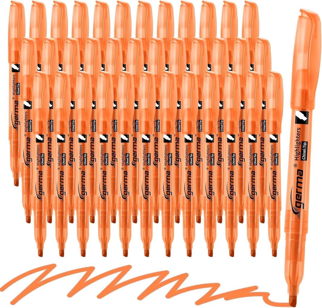 Cgerma Orange Highlighters, 36 Pack, Chisel Tip Highlighter Pack, Quickly Drying, Perfect for Students Kids Adults, Office, School, Classroom Supplies