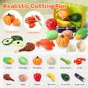 CUTE STONE 70+ PCS Kids Play Kitchen Accessories, Pretend Cooking Toys with Peelable & Cuttable Play Food, Cookware, Tableware & Utensils, Shopping Basket, Tray, Educational Gift for Girls & Boys