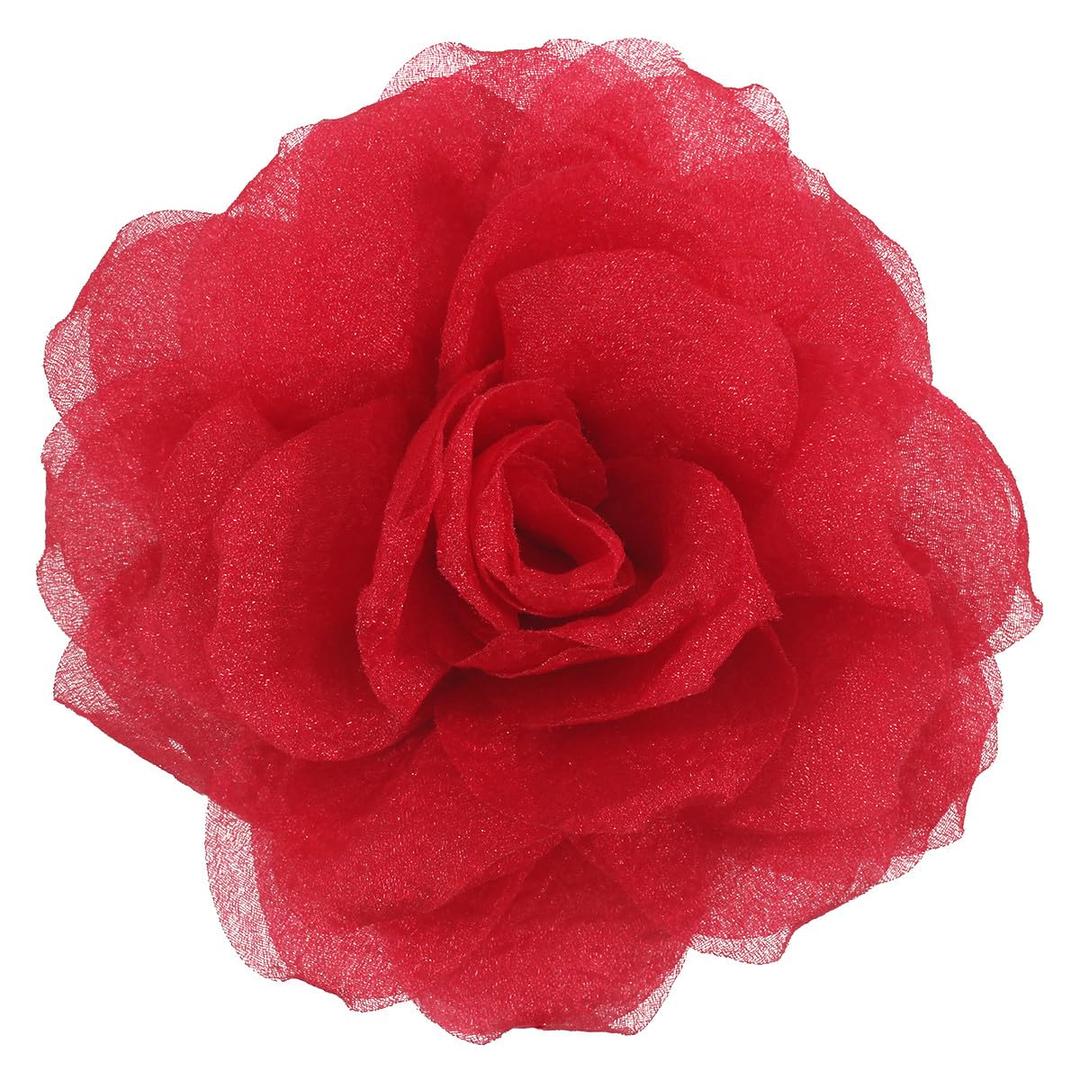 4.3 Inches Rose Hair Clip Flower Hairpin Brooch Floral Clips | Satin Fabric Large Flower Brooches for Women | Elegant Hair Clip Rose Brooches for Women | Floral Lapel & Brooch Pins for Woman Fashion