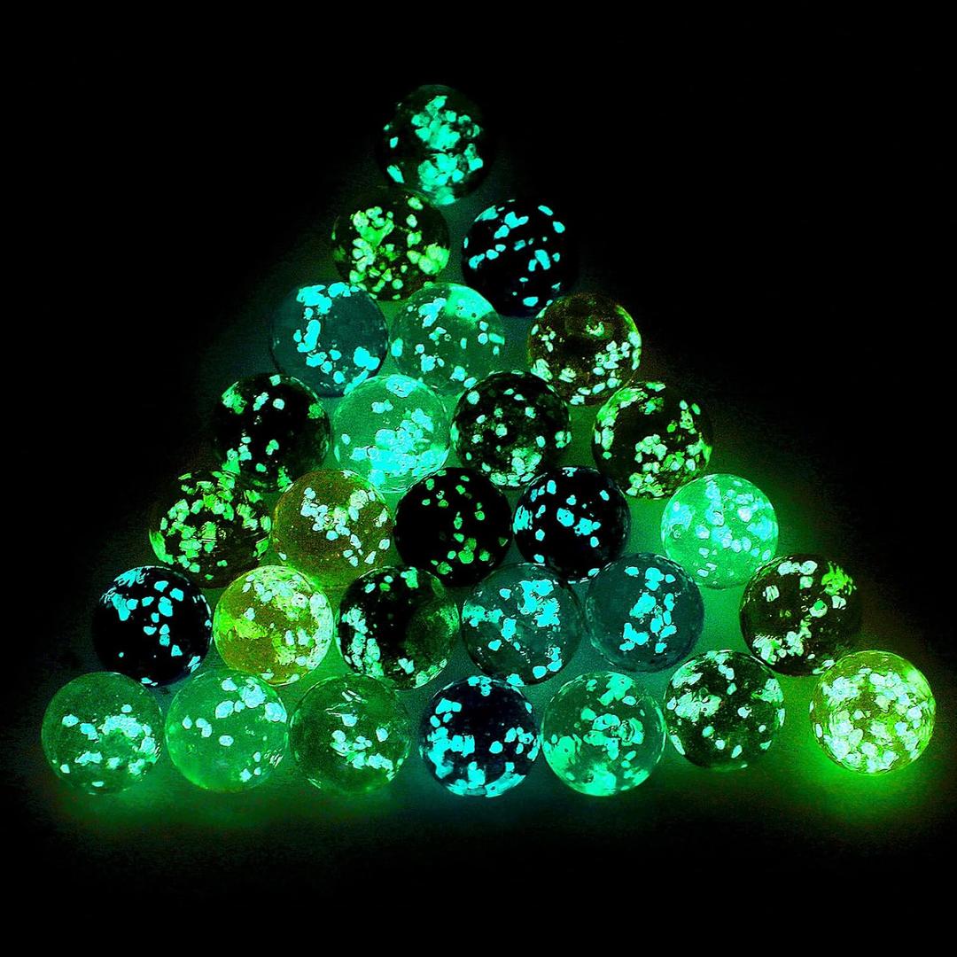 Skylety 20 Pieces Large Marbles Glowing in the Dark, Marbles Bulk Luminous Colorful Handmade for Kids Science Toys Games DIY Decoration(20 mm)