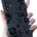 MINSCOSE Compatible with Samsung Galaxy A23 5G Case,Cute Rose Flower Butterfly Cool Black Solid Design,Soft Silicone Slim Thin Girly Phone Case Protective Shockproof Cover for Women Girls-Rose