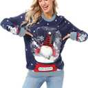 Men`s Ugly Christmas Sweater Unisex Women`s Funny Novelty Santa Pullover for Party Go Snow Gnome or Go Home Medium (M)