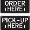 Order Here Sign, 2 pk Hanging Order Here Pick Up Here Signs, Double-Sided Acrylic Restaurant Signs for Business, Restaurants, Cafes & Bars, 11.9x5.9