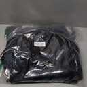 GRAN ORIENTE Women's Faux Leather Jacket with Faux Fur Collar, Winter Long Sleeve Furry Trim Peplum Parka Coat with Belt (Black)