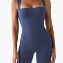 Sunzel Athletic Romper for Women Workout Tank Top Bodysuit One Piece Buttery Soft Jumpsuit Scrunch Shorts Yoga Gym Outfit, Size Large, Navy Blue 
