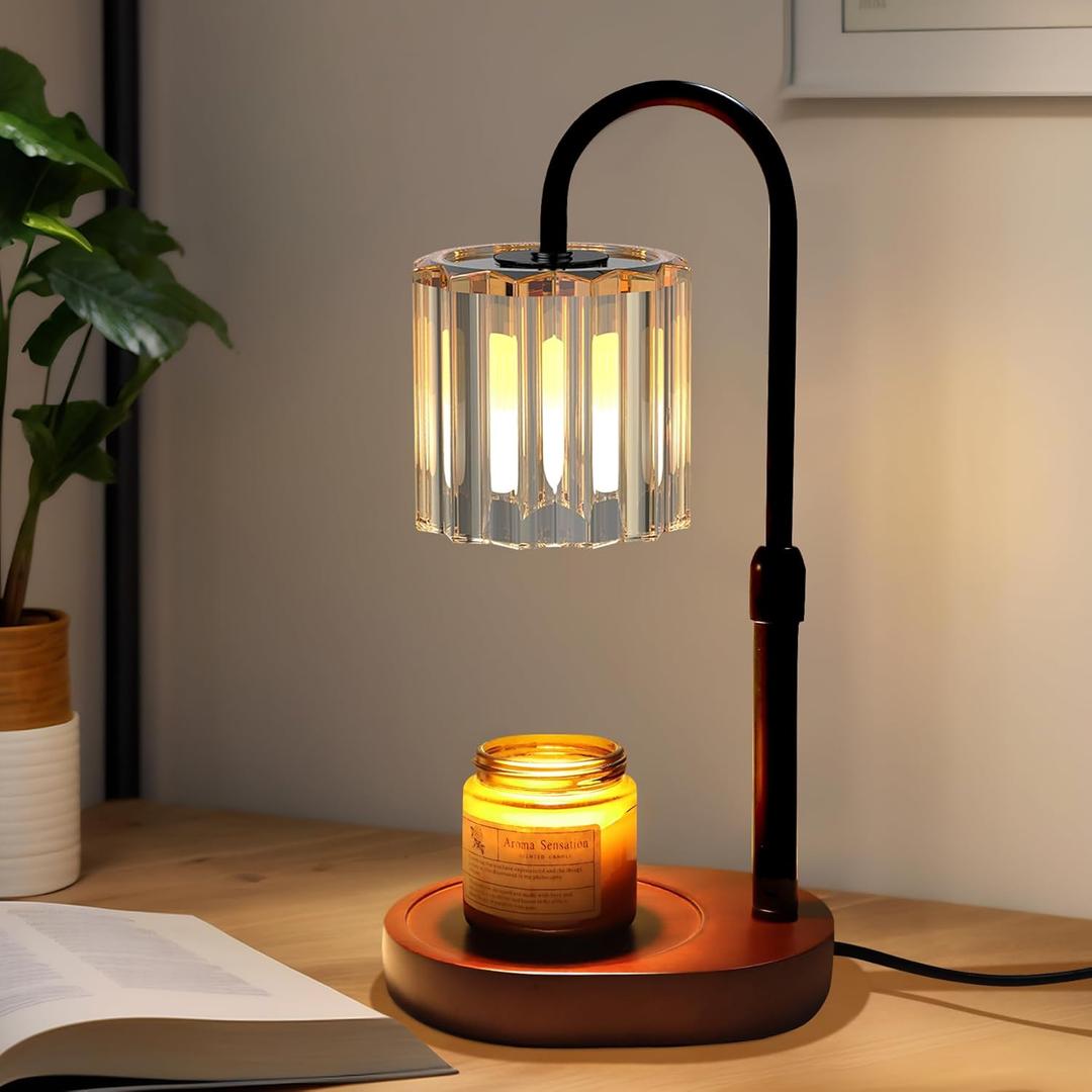 Lukasa Candle Warmer Lamp, with Timer Dimmer Adjustable Height, Birthday Gifts for Women, Mothers Day Gifts for Mom, House Warming Gift New Home, Wax Melt Warmer for Scented Jar Candles (Walnut)