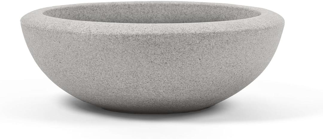 ARBORA 21" Santorini Bowl Polyresin Indoor and Outdoor Planter with Stone Blend Concrete Gray Finish - Durable, Weatherproof, Lightweight, Large Plant Pot for Patio, Garden, Deck, Entryway