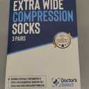 Doctor's Select 3 Pairs Plus Size Compression Socks Wide Calf - Up to 6XL | 20-30 mmHg Compression Socks for Women Wide Calf | Circulation Support | Blue, Light Blue, Purple & Pink (Stripes)