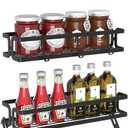 3 Pack Spice Rack Wall Mount with Paper Towel Holder and Hooks, Screw or Adhesive Hanging Spice Shelf, Space Saving Spice Organizer for Seasonings, Spice Racks for Stove Rv Cabinet Black
