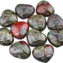 mookaitedecor Healing Crystals Dragon Blood Jasper Heart Love Worry Palm Stone Reiki Balancing 1.6 Inch (Green & Red)