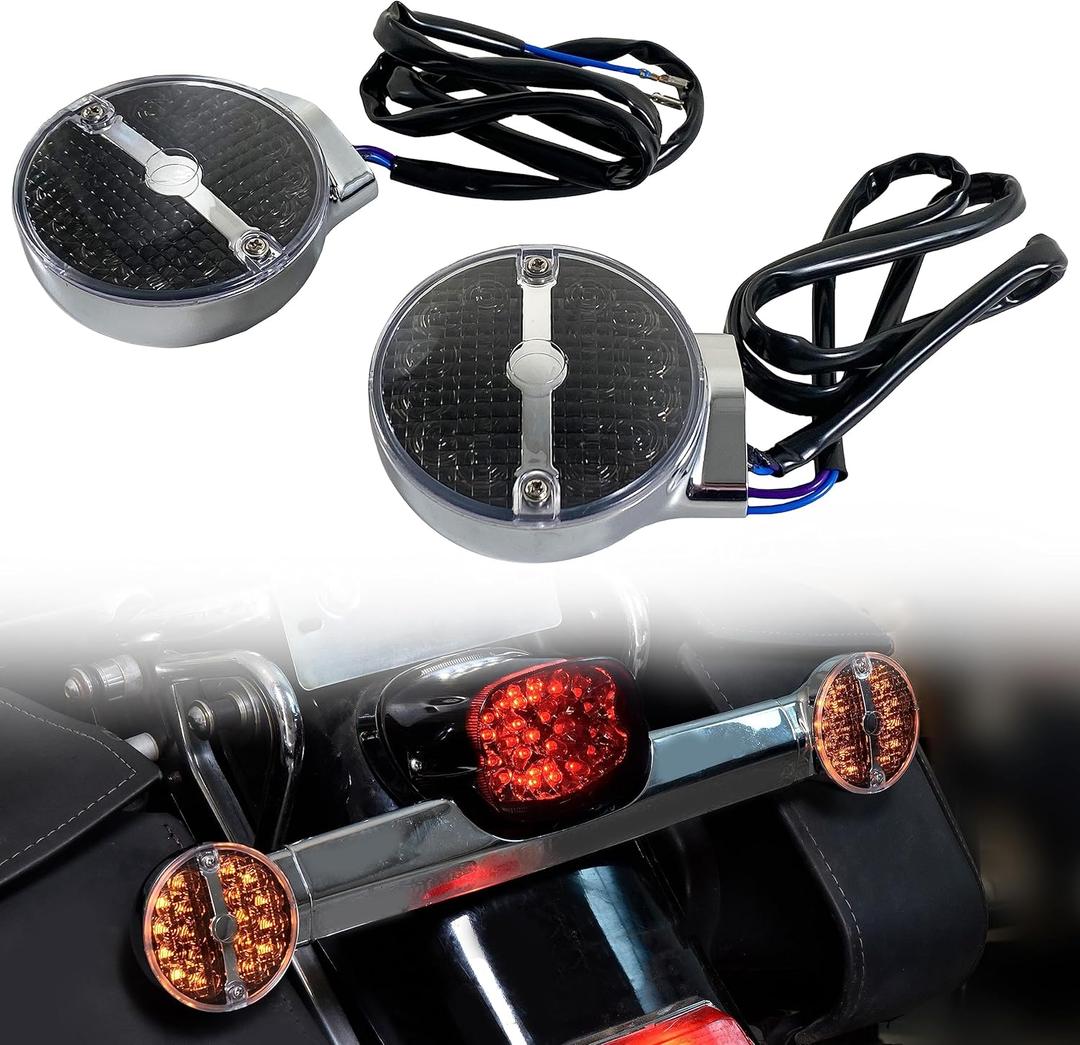 Rear LED Turn Signal light Bar for Road King 99-23, Smoked Turn Signal light with Chrome Housing for Harley Road King Electra Glide Heritage Softail Classic Ultra Limited COV 1999-2023